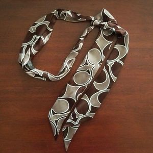 Brown COACH Silk Headband/Scarf
